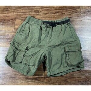 Forever 21 Men Olive Green Cargo Short Sz Lg Built In Black Belt Plastic Buckle